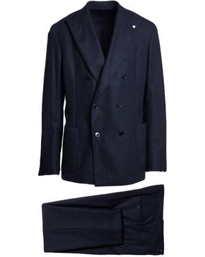 Luigi Bianchi Midnight Suit Wool, Virgin Wool, Elastane - Blue
