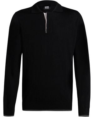 Alpha Studio Polo Shirt Merino Wool - Black