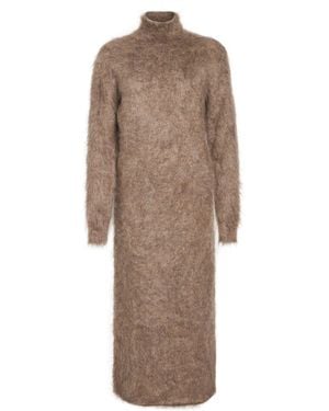 GIUSEPPE DI MORABITO Maxi Dress Mohair Wool, Polyamide, Elastane - Brown