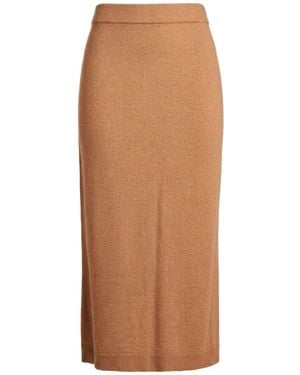 CROCHÈ Camel Midi Skirt Polyamide, Viscose, Wool, Cashmere - Brown