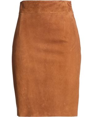 Tagliatore 0205 Camel Midi Skirt Lambskin - Brown