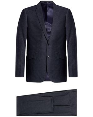 Hackett Slate Suit Linen, Polyester, Elastane - Blue