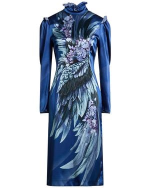 Alberta Ferretti Midi Dress Silk, Elastane - Blue