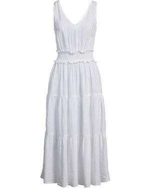120% Lino Midi Dress Linen - White