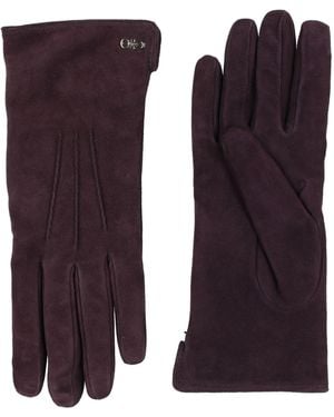 Ferragamo Dark Gloves Leather, Wool - Purple