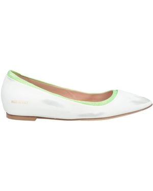HIDNANDER Distressed Leather Ballet Flats - White