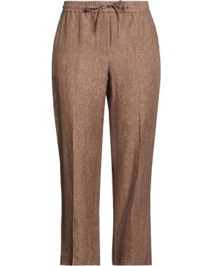 19.70 Nineteen Seventy Taupe Pants Linen - Brown