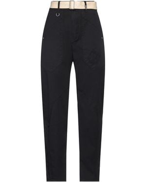 High Pants Cotton, Elastane, Linen - Blue