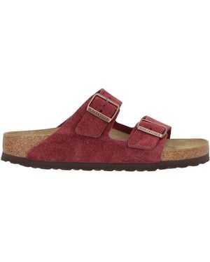 Birkenstock Burgundy Sandals Leather - Red