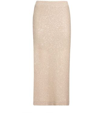 Brunello Cucinelli Midi Skirt Linen, Cashmere, Silk - Natural