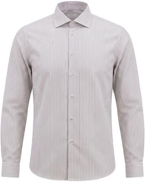 Manuel Ritz Lilac Shirt Cotton, Elastane - White