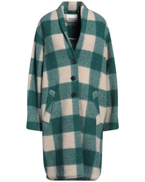 Isabel Marant Checked Wool-Blend Single-Breasted Coat - Green