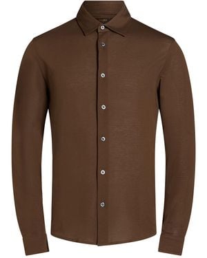 Moorer Dark Shirt Cotton - Brown