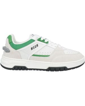 MSGM Off Trainers Leather, Textile Fibres - White