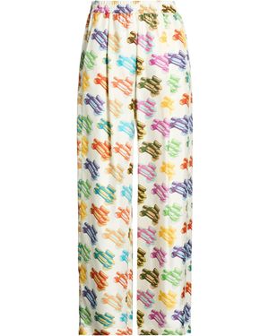 ODEEH Ivory Pants Silk, Viscose, Cotton - White