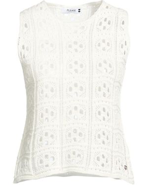 Please Cream Top Cotton, Acrylic - White