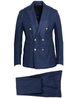 Eleventy Suit Linen, Wool, Silk - Blue