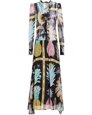 5 PROGRESS Maxi Dress Silk, Viscose - White