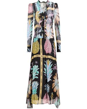 5 PROGRESS Maxi Dress Silk, Viscose - White