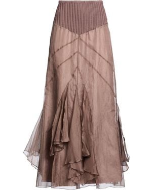 Roberto Cavalli Maxi Skirt Silk - Brown