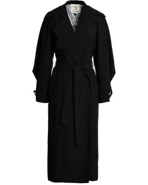 5 PROGRESS Overcoat & Trench Coat Polyester, Elastane - Black