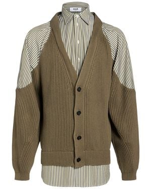 MSGM Military Cardigan Cotton - Green