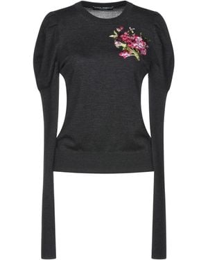 Dolce & Gabbana Charcoal Jumper Virgin Wool, Viscose, Polyester, Polyamide - Black