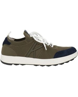 Kiton Military Sneakers Leather, Textile Fibers - Green