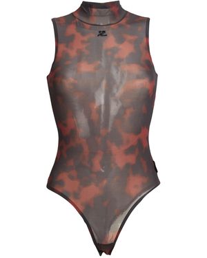 Courreges Chocolate Bodysuit Polyester, Elastane - Brown