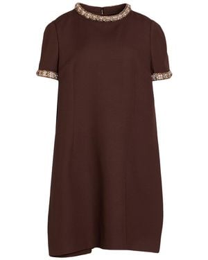 Valentino Garavani Mini Dress Virgin Wool, Silk, Polyamide, Polyester, Metallic Fiber - Brown