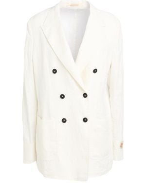 Massimo Alba Ivory Blazer Linen - White