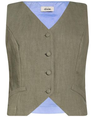 Dixie Tailored Vest Linen - Green