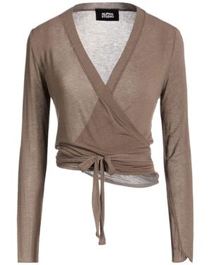 Alpha Studio Wickelpullover - Braun