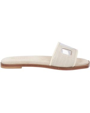 Peserico Sandals Leather, Textile Fibres - White