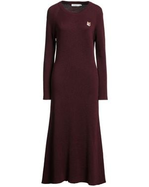 Maison Kitsuné Burgundy Midi Dress Wool - Purple