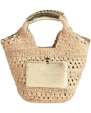 Ba&sh Handbag Natural Raffia, Cow Leather - Metallic