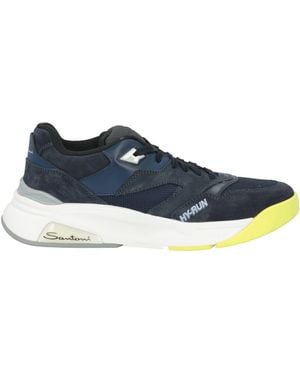 Santoni Trainers Leather, Textile Fibres - Blue