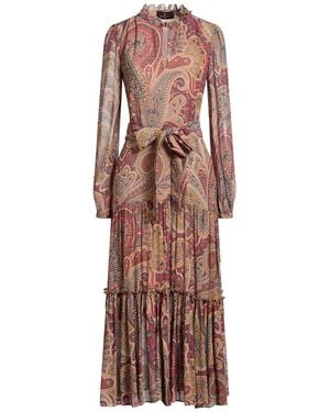 Etro Antique Rose Midi Dress Viscose, Silk - Brown