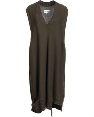 MM6 by Maison Margiela Military Mini Dress Wool, Elastane - Brown