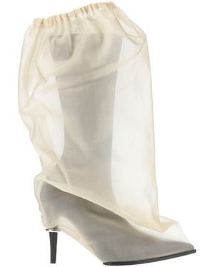 McQueen Boot Textile Fibers - White