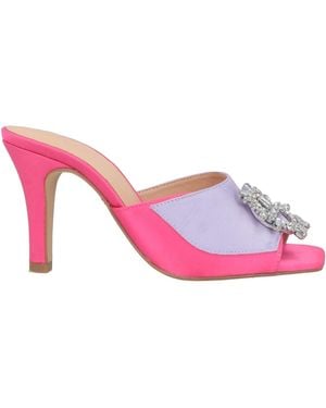 Gaelle Paris Fuchsia Sandals Textile Fibers - Pink