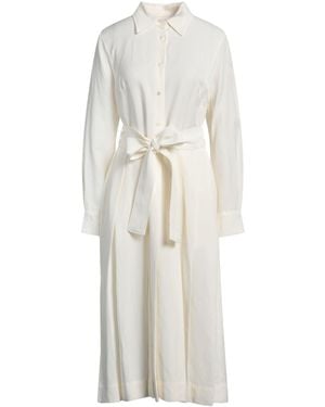 P.A.R.O.S.H. Ivory Midi Dress Viscose, Linen - White