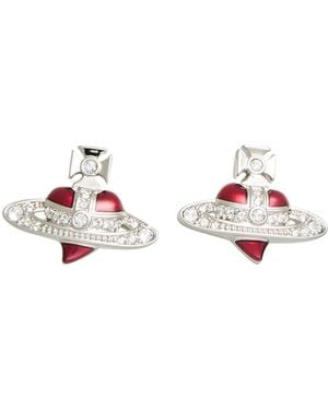 Vivienne Westwood New Diamante Heart Earrings -- Earrings Brass - Pink