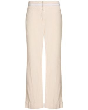 Peserico Cream Pants Viscose, Linen, Cotton - White