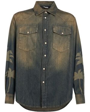 Palm Angels Denim Shirt Cotton - Gray