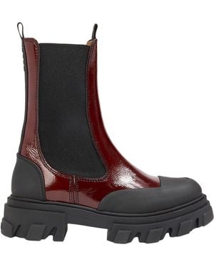 Ganni Ankle Boots Leather, Textile Fibers - Brown