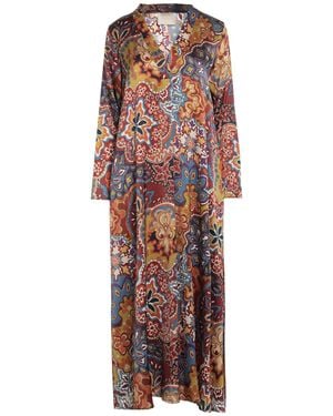 Momoní Maxi Dress Silk, Elastane - Brown