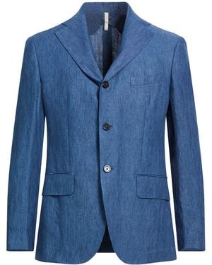 120% Lino Blazer Linen - Blue