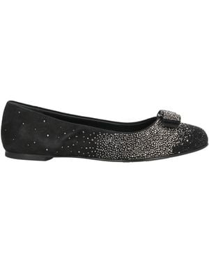 Ferragamo Ballet Flats Leather, Swarovski Crystal - Black