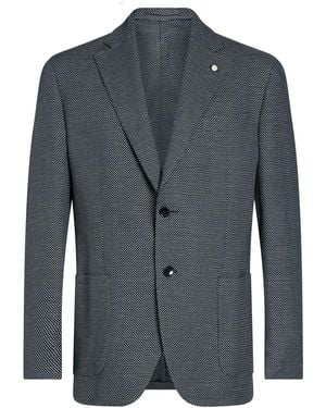 Luigi Bianchi Midnight Blazer Cotton, Linen, Nylon - Blue